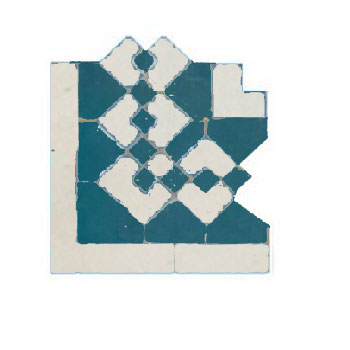 Mosaic House Moroccan tile Sarout S Corner Inner 28-1 Teal White  zellige, mosaic, zellij, border, glaze, traditional, classic 